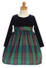 Swea Pea & Lilli C534 Green Long Sleeve Stretch Velvet w/ Plaid Skirt