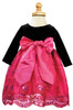 Stretch Velvet Bodice with Fuchsia Embroidered and Sequined Tulle Skirt