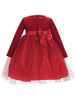 Swea Pea & Lilli C994 Red Stretch Velvet w/ Glitter Tulle & Bow Dress Swea Pea & Lilli C994 Red Stretch Velvet w/ Glitter Tulle & Bow Dress