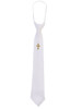 White Zipper Tie w/ Gold Cross White Zipper Tie w/ Gold Cross