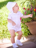 Boys Smocked Cotton Christening Romper Boys Smocked Cotton Christening Romper