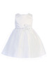 Swea Pea & Lilli M207 White Mesh Overlay Dress / Rhinestone Waist Trim & Flower