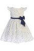 Swea Pea & Lilli M213 White & Navy Ruffle Sleeve Dress w/ Bow