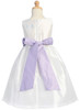 Blue/Brown Shantung Organza Dress with Detachable Flowered Sash