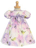 Lilac Cotton Floral Print Baby Dress w/ Cap Sleeve