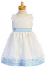 Swea Pea & Lilli M748 White Embroidered Mesh w/ Light Blue Poly Silk Trim Swea Pea & Lilli M748 White Embroidered Mesh w/ Light Blue Poly Silk Trim