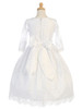 White Embroidered Tulle 3/4 Sleeve Dress