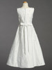 Satin A-line Dress w/ Pearled Pop-Up Flowers Satin A-line Dress w/ Pearled Pop-Up Flowers