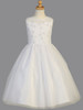 White Sparkled Embroidered Tulle Communion Dress w/ Sequins & Pearls White Sparkled Embroidered Tulle Communion Dress w/ Sequins & Pearls