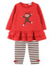 Le Top Baby Spunky Monkey Ruffle Tunic w/ Stripe Legging- FINAL SALE