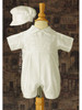 Silk Dupioni Christening Romper w/ Hat Silk Dupioni Christening Romper w/ Hat