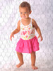 Little Wings Cream Pink 'Love' Romper w/ Skirt Little Wings Cream Pink 'Love' Romper w/ Skirt