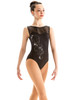Motionwear Diamante Black Rhinestone Gathered Mesh Neckline Leotard Motionwear Diamante Black Rhinestone Gathered Mesh Neckline Leotard
