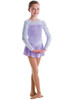 Motionwear Lilac & White Sequins/Velour 2 Tone Long Sleeve Curve Yoke Skirted Leotard