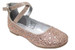 Little Angel BRITT-002D Girls Rose Gold Glitter Double Ankle Strap Shoe Little Angel BRITT-002D Girls Rose Gold Glitter Double Ankle Strap Shoe