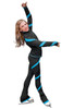 ChloeNoel Ice Skating Outfit- J636F- Crystal Turquoise Spiral Skating Jacket & P636-Crystal Spiral Skating Pant