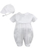 Sarah Louise White Pleated Romper w/ Bib & Cap Sarah Louise White Pleated Romper w/ Bib & Cap