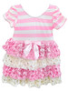 Popatu Pink & Cream Stripe Sequins Dress
