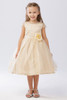 Tip Top Kids 5729 Gold Beaded Mesh Sleeve & Neckline Tulle Dress