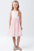 Tip Top Kids 5733 Blush Mesh Sleeve Dress w/ Pleated Skirt & Jewel Belt