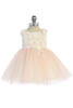 Tip Top Kids 5738 Ivory/Blush 3D Floral Lace Bodice w/ Tulle Skirt