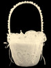 Ivory Double Heart Flower Girl Basket