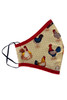 Chicken & Rooster Print w/ Red Border Adult 2-Ply Cotton Face Mask