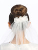 18" White Veil w/ Satin Flowers Comb