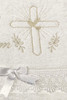 English Christening Towel with Embroidered Cross and Lace Trim English Christening Towel with Embroidered Cross and Lace Trim