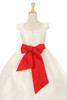 White Dupioni Dress w/ Rhinestone Pinched Front Split Skirt & Detachable Sash