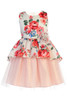Sweet Kids SK802 Off White Floral Print Peplum and Tulle