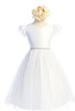 Sweet Kids SK910 White Flutter Sleeve Satin & Tulle Dress Sweet Kids SK910 White Flutter Sleeve Satin & Tulle Dress