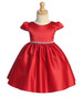Swea Pea and Lili C741 Red Satin Dress with Rhinestone Waist