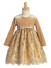 Swea Pea and Lili C743 Gold Velvet Bodice with Tulle Sequence Skirt