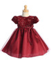 Swea Pea and Lili C742 Burgundy Velvet Sequined Bodice with Glitter Tulle Skirt Swea Pea and Lili C742 Burgundy Velvet Sequined Bodice with Glitter Tulle Skirt
