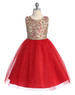 Kids Dream 560 Red Embroidered Lace V-Back and Bow Girl Dress