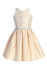Sweet Kids SK957 Champagne Over Lace Bodice with Satin Pleated Skirt