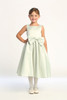 Blossom BL257 Sage Square Neckline Satin Dress with Bow