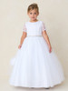 Tip Top Kids 5880 Short Sleeve Embroidery Bodice w/ Rhinestone Waist & Tulle Skirt