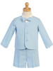 Light Blue Linen Eton & Shorts Set- FINAL SALE