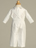 Boys Christening Suspendered Shantung Pant Set w/ Embroidered Cross
