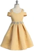 Crayon Kids C400 Gold Cold Shoulder Jeweled Waist Dress