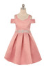 Crayon Kids C400 Rose Cold Shoulder Jeweled Waist Dress