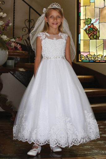 Angels Garment DR-5336 Illusion Neckline w/ Beaded Lace & Full Skirt ...