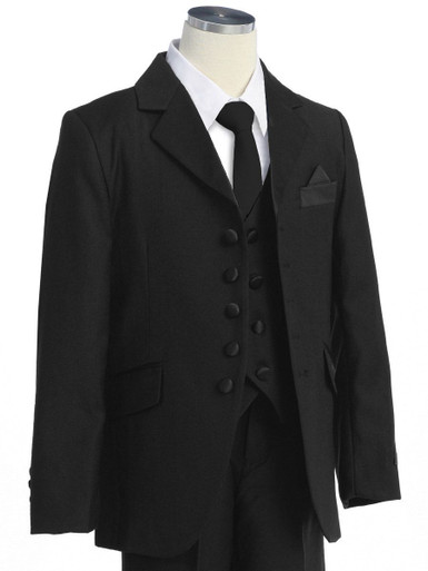 5 Piece Boys Black Tuxedo w/ Tie - Pink Princess