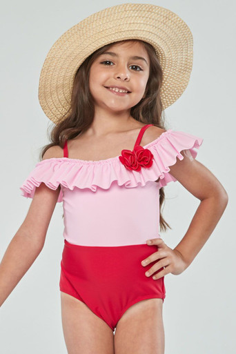 kate mack holiday dresses 541 Heart's Desire Off the Shoulder Swimsuit AD9874