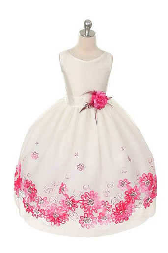 Fuchsia Mesh Floral Embroidery Dress - Pink Princess
