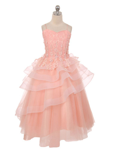 DRESS & Fleur Girls Lace Dress with Bolero in Pink