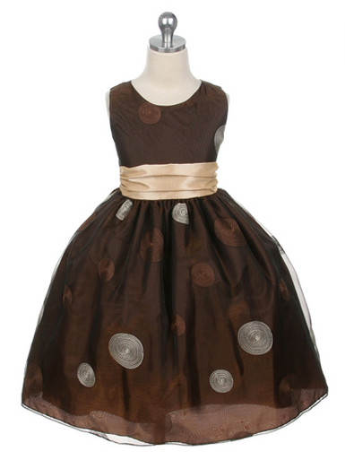 brown floral girls dress Flower Girl - Polka Dot Embroidered Organza Dress - Size: 10 Hand Wash Cold Hang 60L the PRETTIEST Slow Motion Size:15 Med 32-33 Sleeve