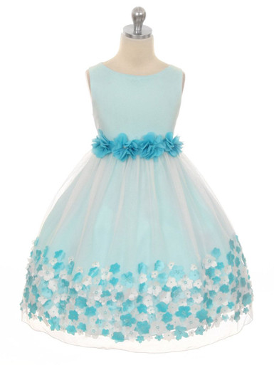 Aqua Flower Mesh Dress